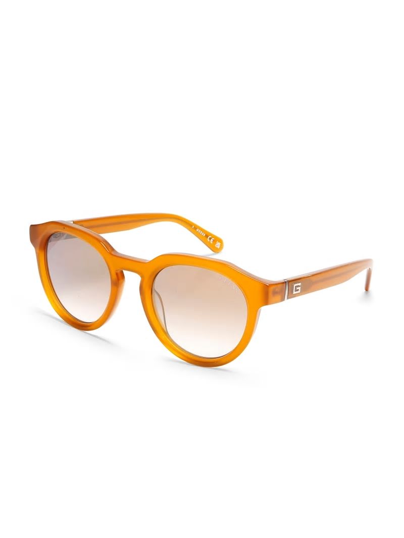 Guess Oversized Round Plastic Sunglasses - Orange