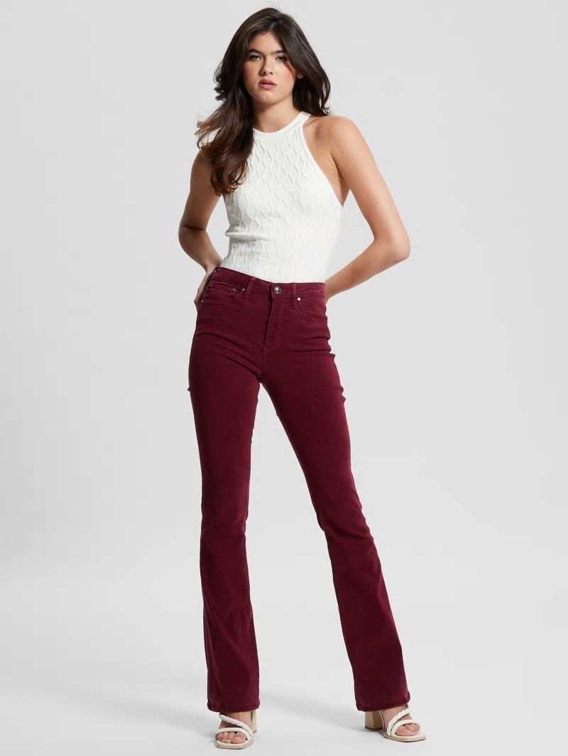 Guess Eco Sexy Flare Velvet Pants - Mystic Wine