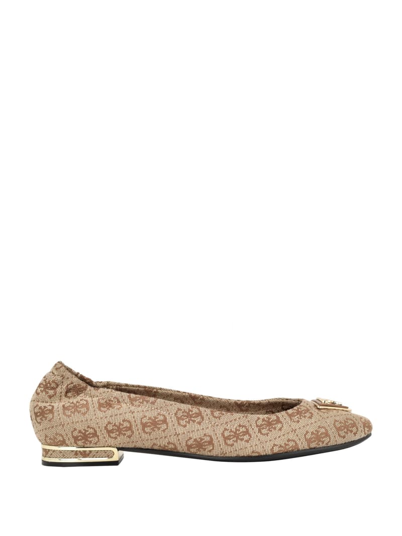 Guess Triangle Brown Logo Ballet Flats - Medium Brown