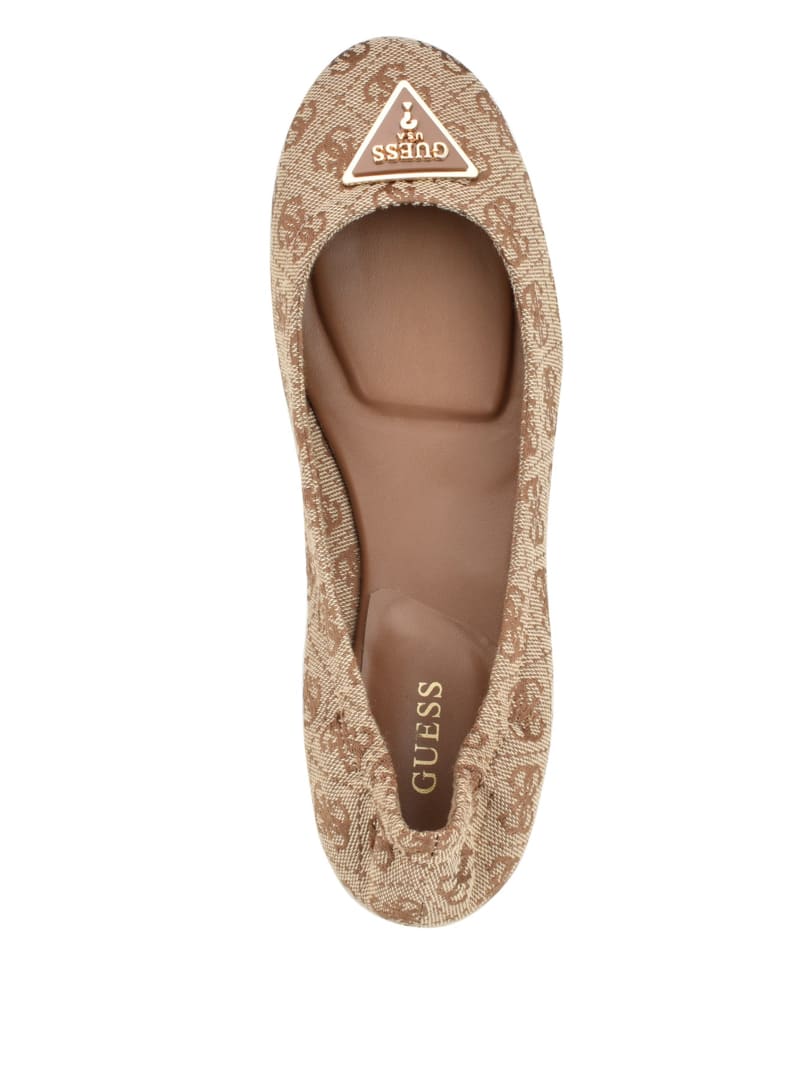 Guess Triangle Brown Logo Ballet Flats - Medium Brown