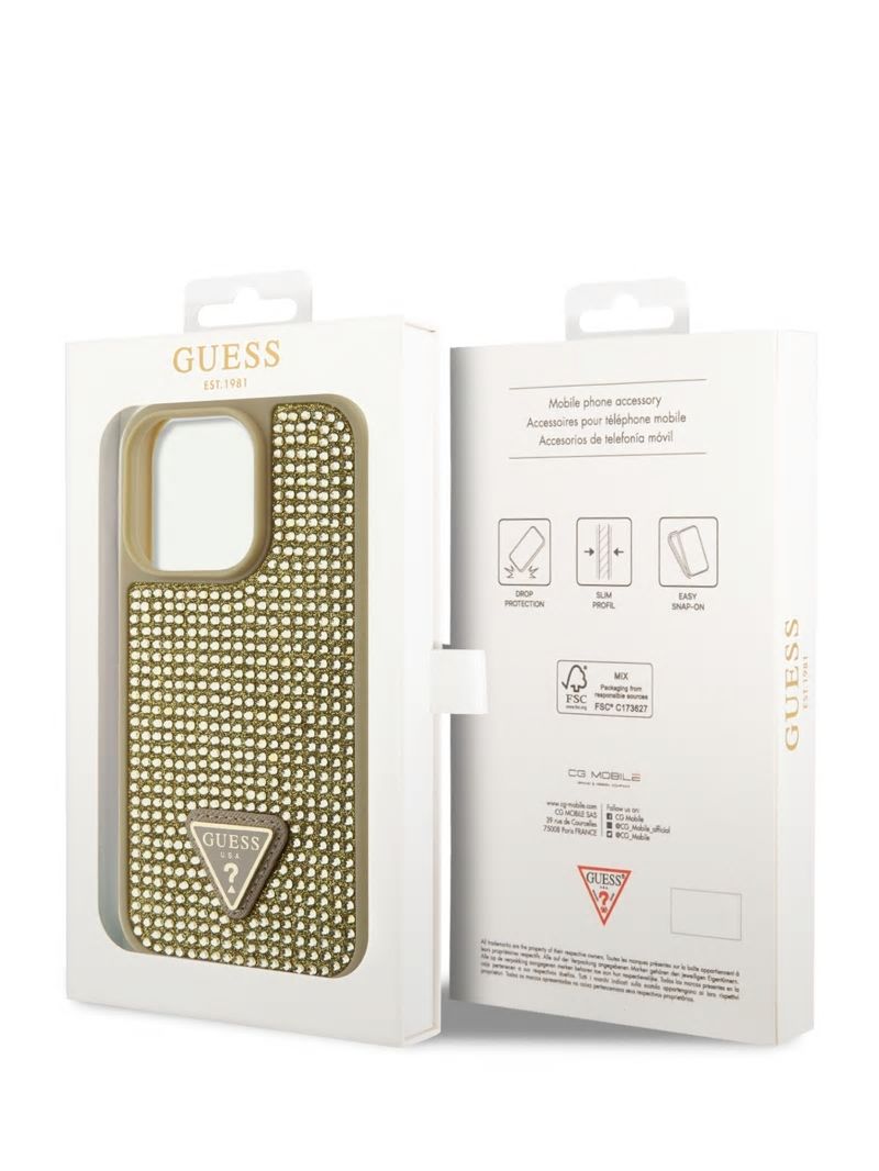 Guess Rhinestone iPhone 14 Pro Case - Gold