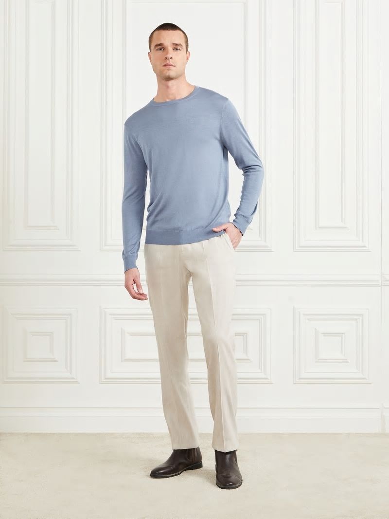 Guess Silk Crewneck Sweater - Cloudy Sky