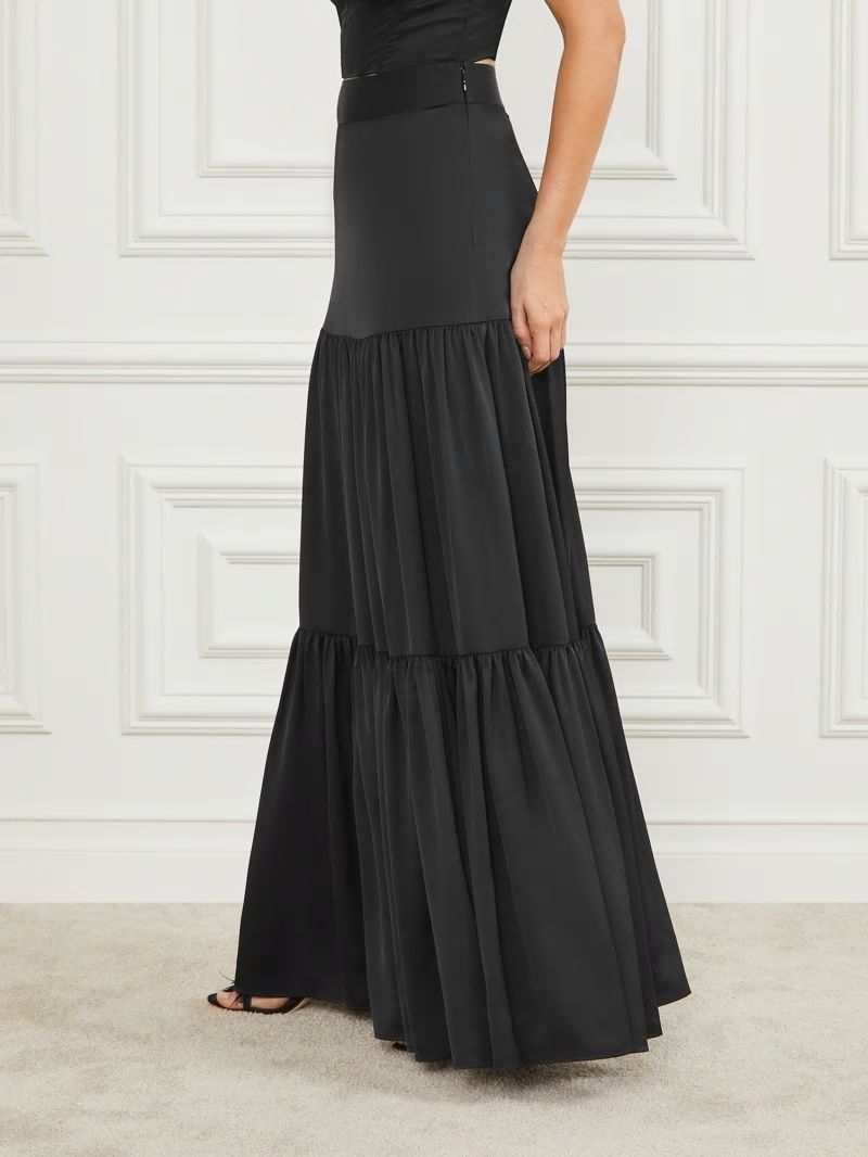 Guess Susanne Satin Maxi Skirt - Black