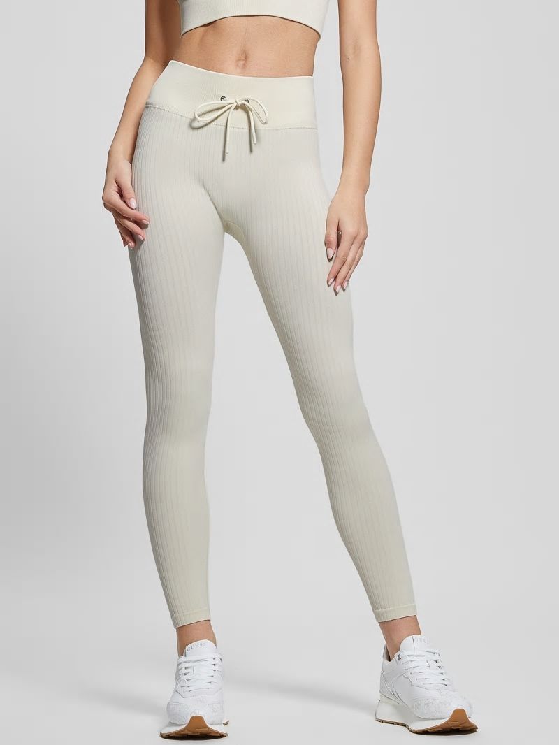 Guess Seamless Ribbed Leggings - Warm White