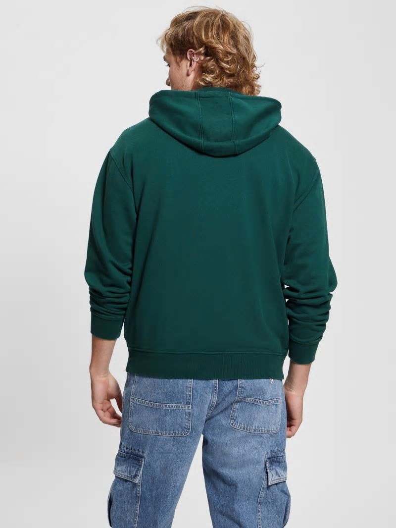 Guess Finch Terry Logo Hoodie - Dark Jade Multi