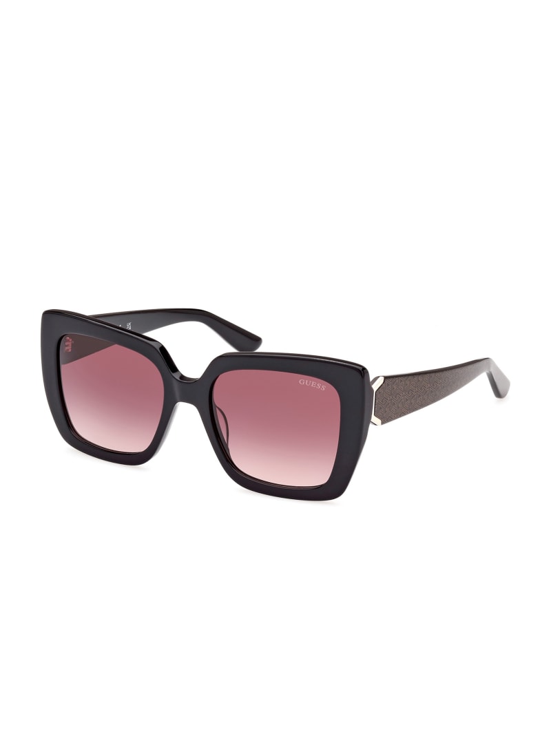 Guess Square Logo Print Plastic Sunglasses - Black