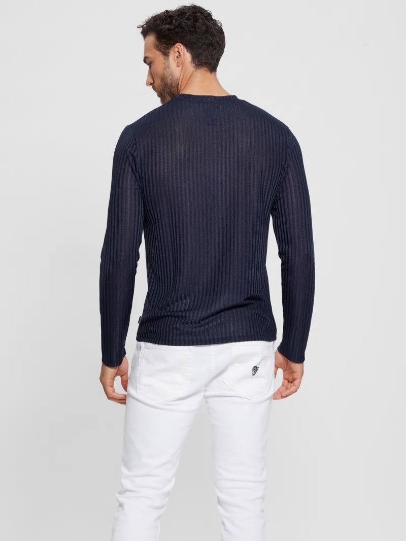 Guess Warehouse V-Neck Knit Tee - Bleu éLéGant