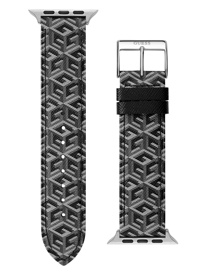 Guess G-Cube Gray Leather 42-44 mm Band for Apple Watch® - Black