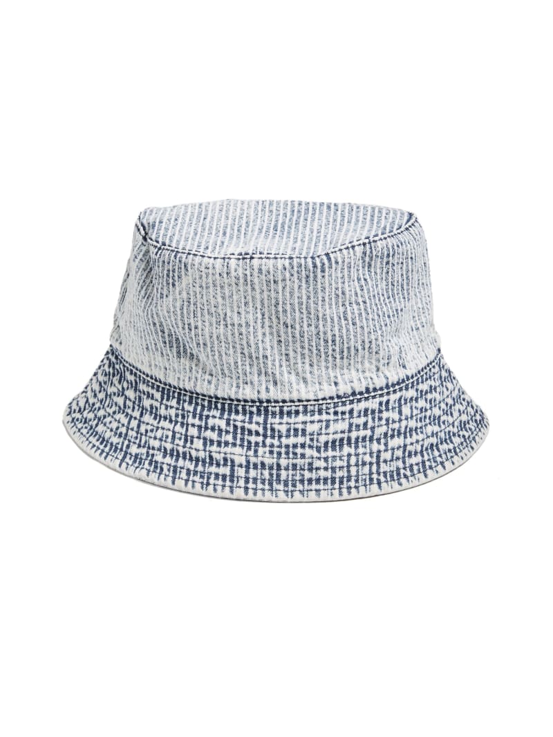 Guess GUESS Originals Hickory Striped Bucket Hat - Indigo Yarn Dye