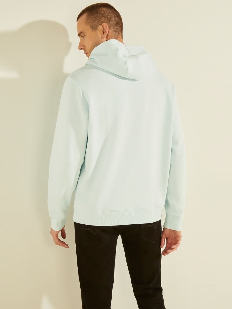 Guess Eco Roy Logo Hoodie - Marseille Blue