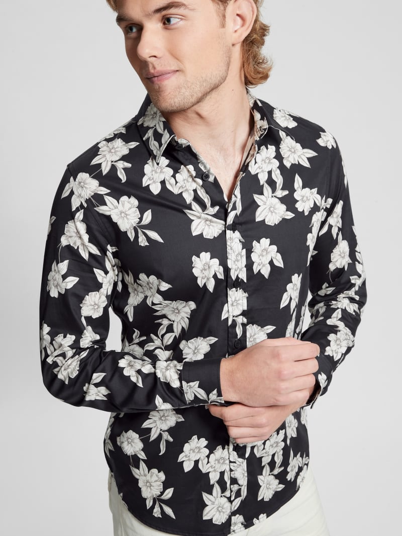 Guess Luxe Magnolia Shirt - Falling Magnolia Black