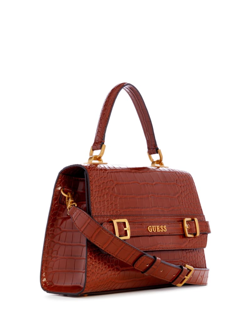 Guess Sestri Crocodile-Embossed Crossbody - Cognac