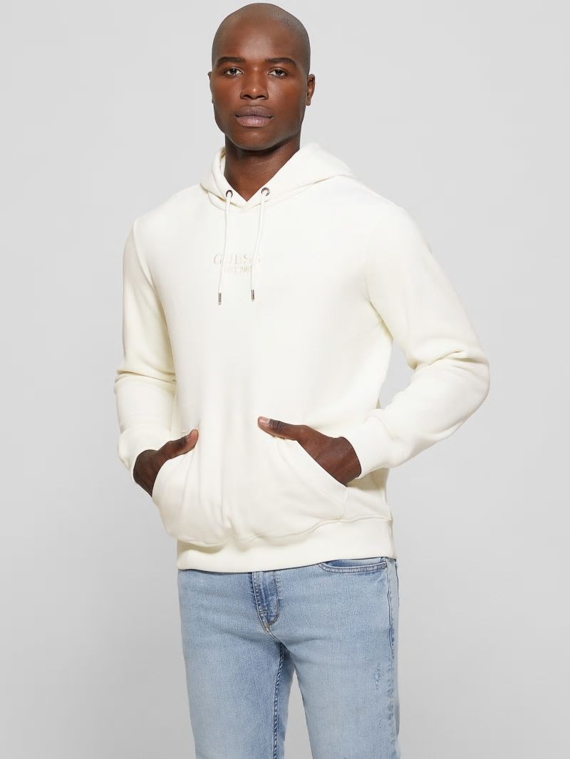 Guess Bonded Velvet GUESS Hoodie - Salt White