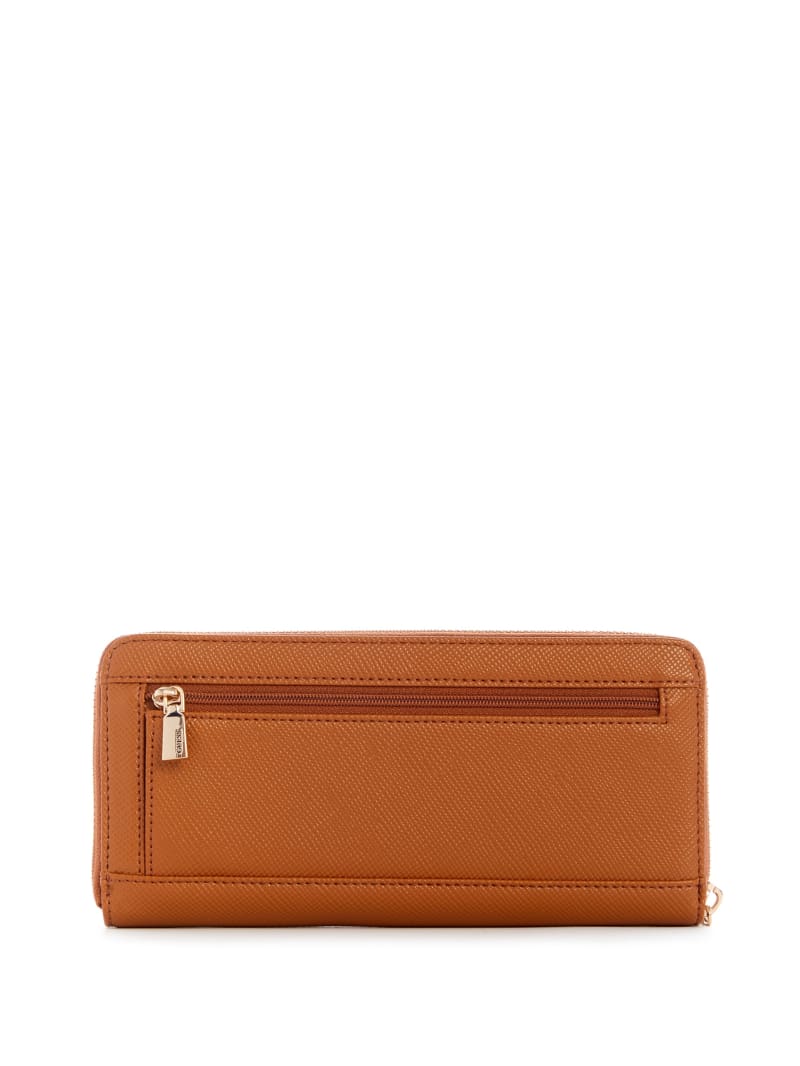 Guess Laurel Large Zip-Around Wallet - Light Cognac