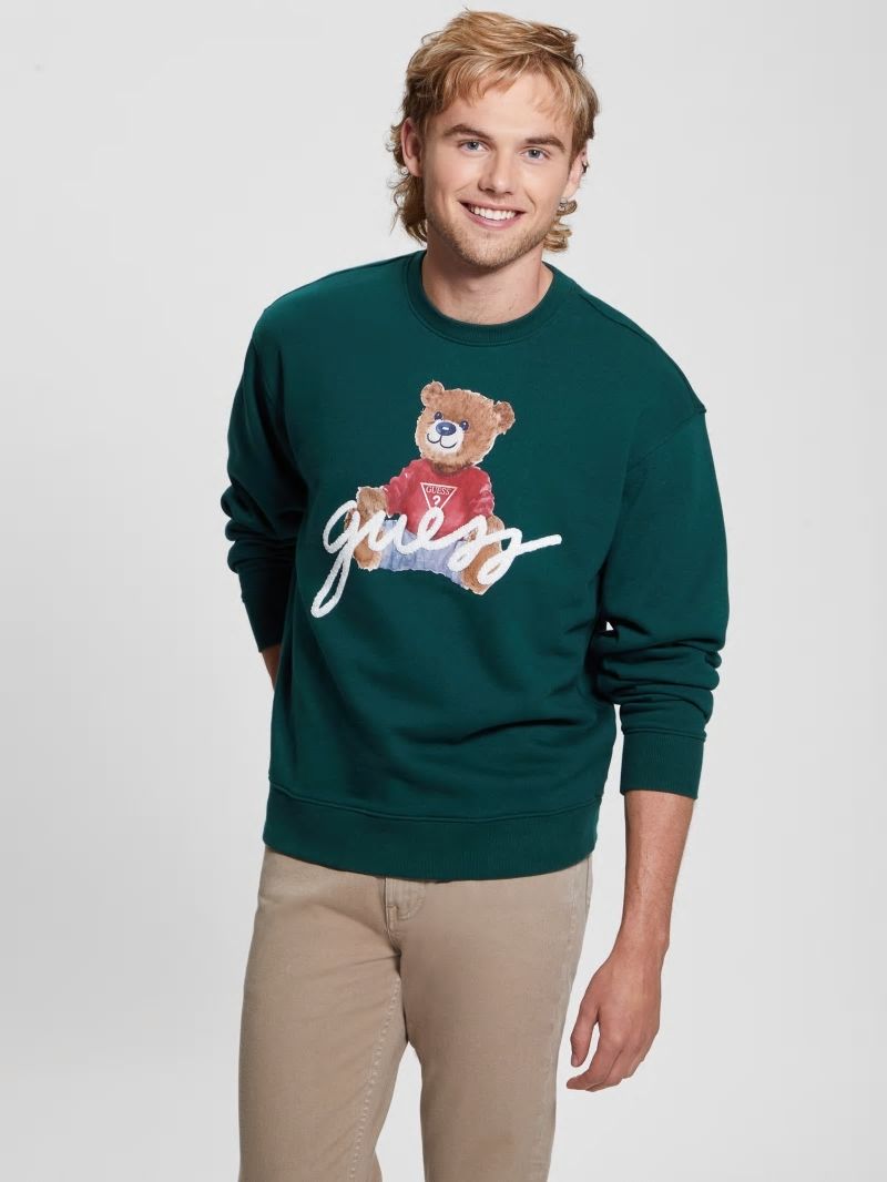 Guess Max Logo Bear Sweatshirt - Dark Jade