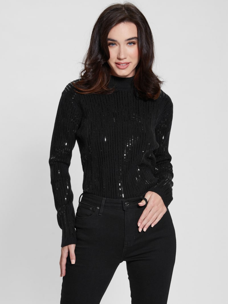 Guess Vivian Sequin Sweater - Black