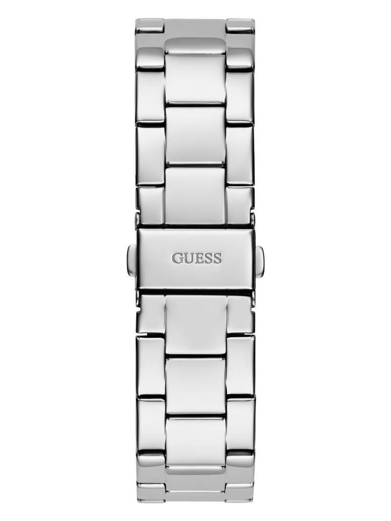 Guess Silver-Tone Textured G-Cube Analog Watch - Silver