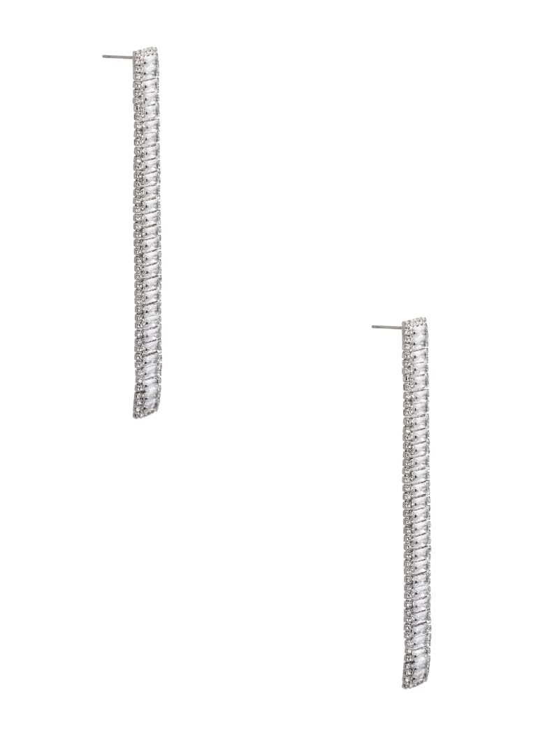 Guess Silver-Tone Linear Baguette Earrings - Silver