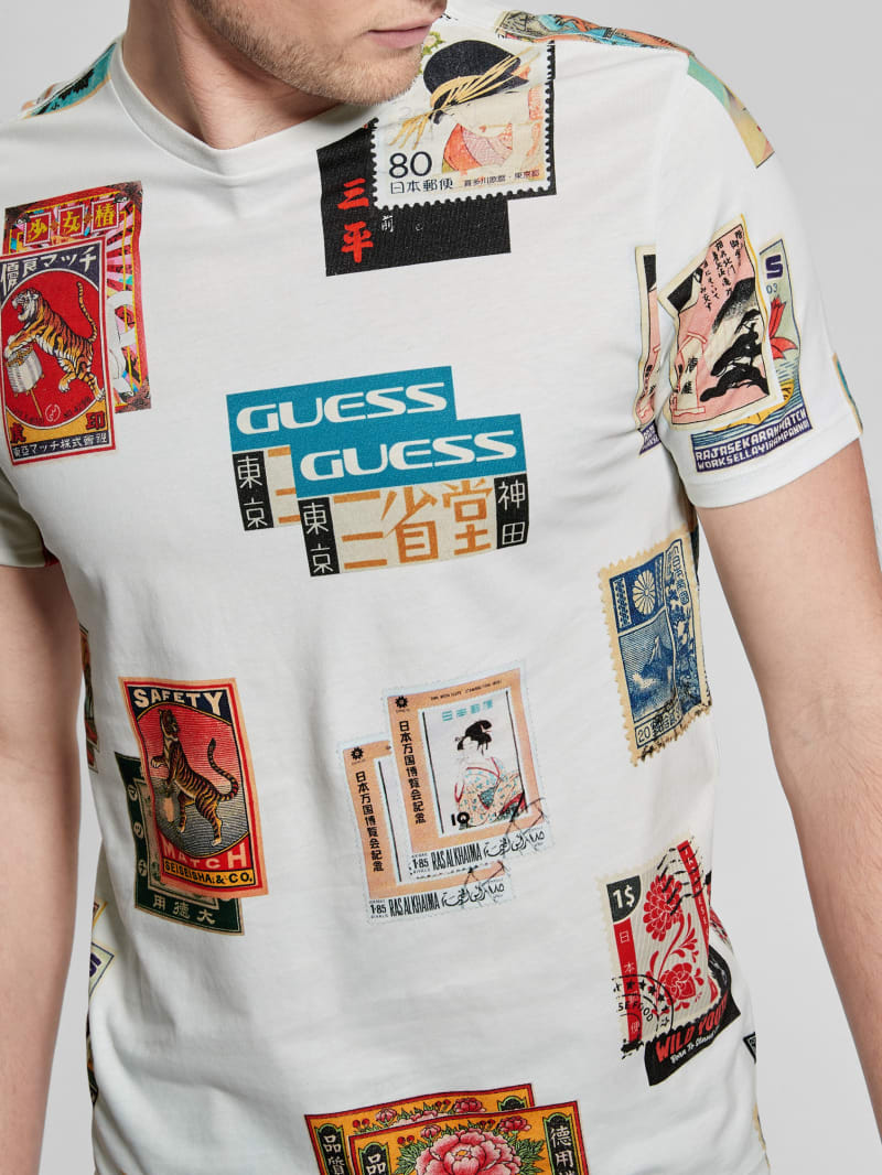 Guess Stamp Collection Tee - Salt White Multi