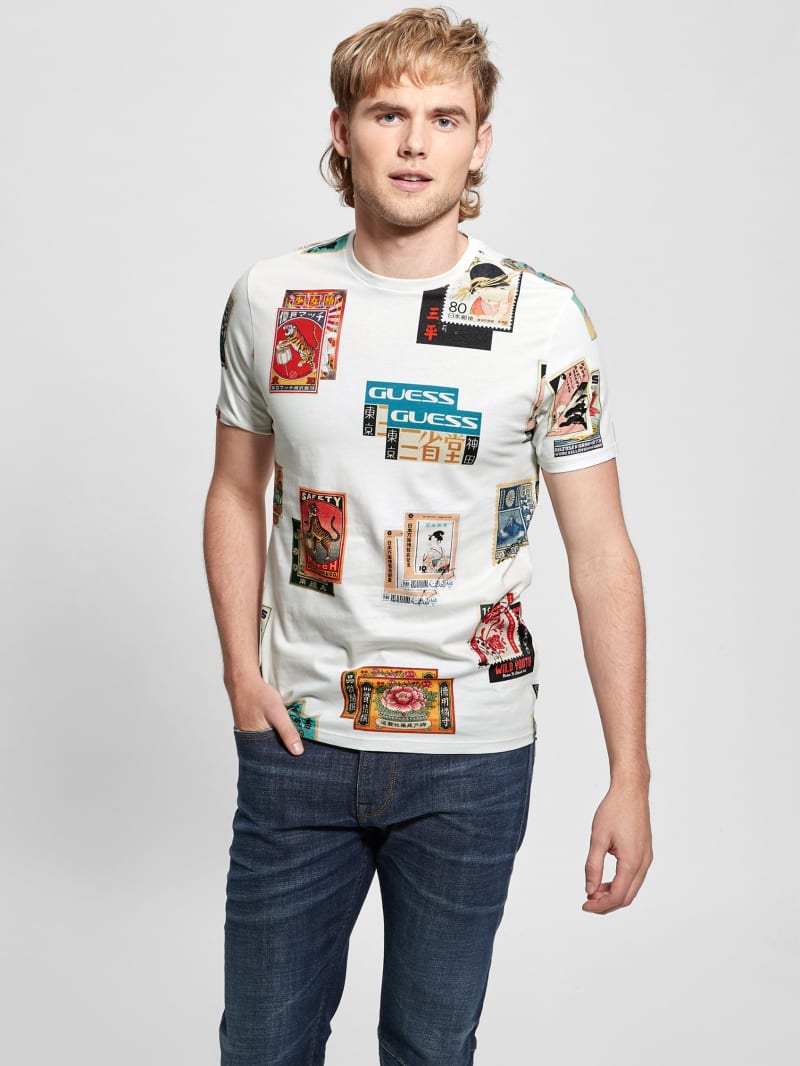 Guess Stamp Collection Tee - Salt White Multi