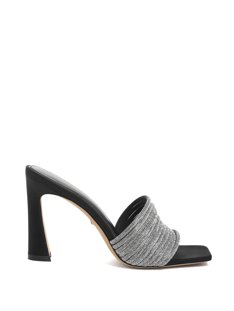 Guess Leah Crystal Heeled Mules - Black