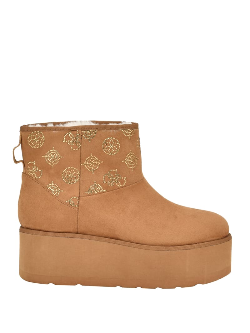 Guess Jilla Platform Faux-Suede Booties - Light Natural