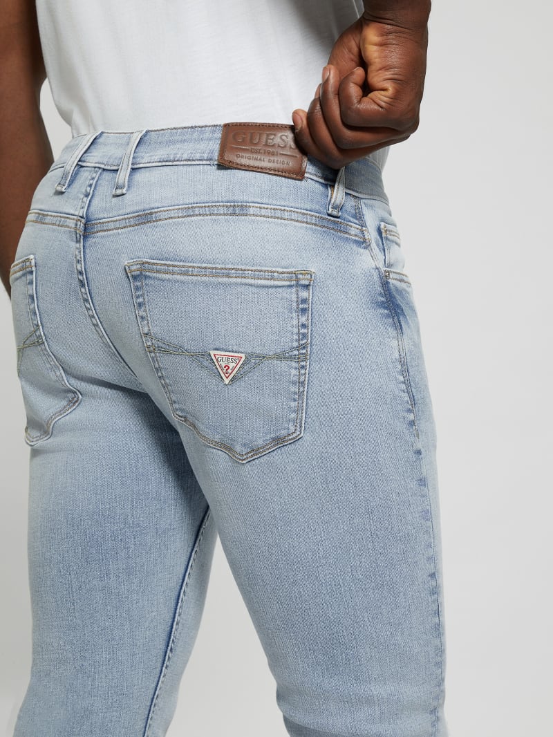 Guess Distressed Low-Rise Slim Straight Jeans - Light Sail