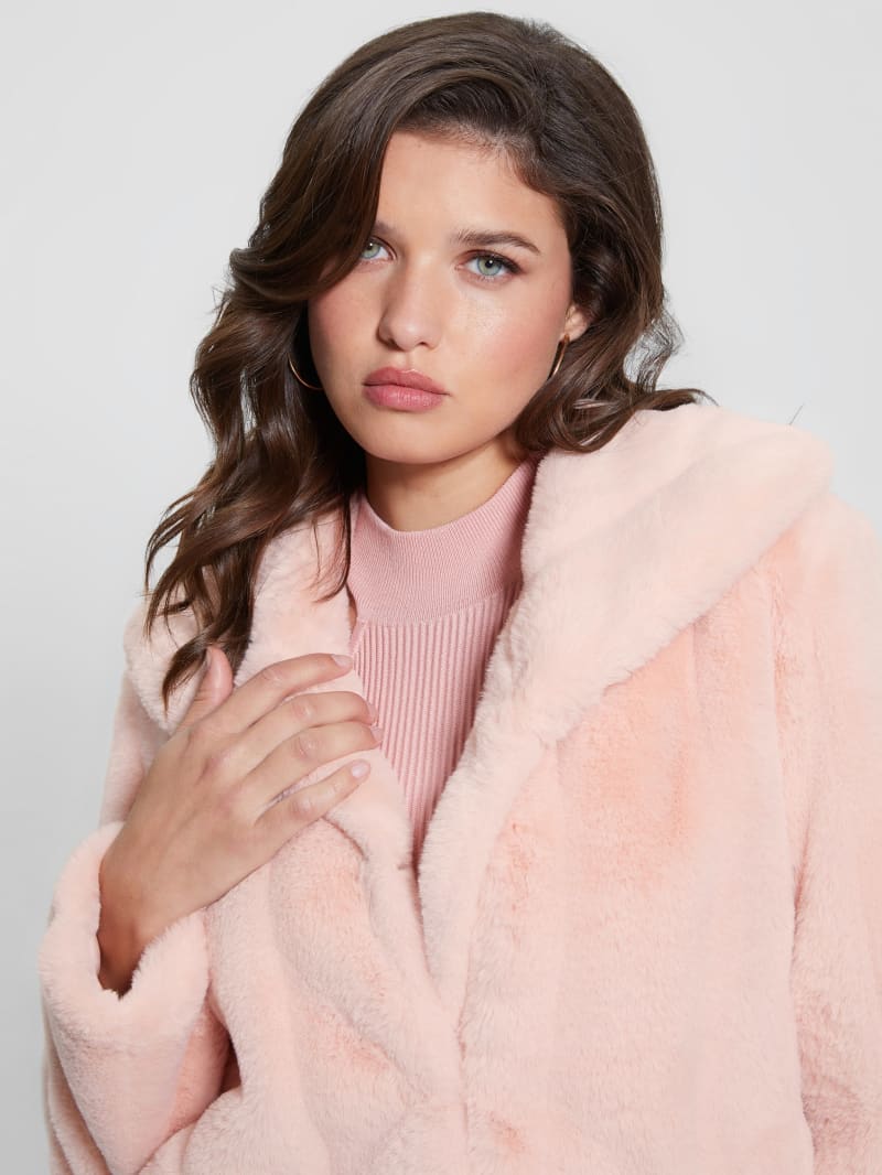 Guess Sophy Faux-Fur Jacket - Dolly Pink