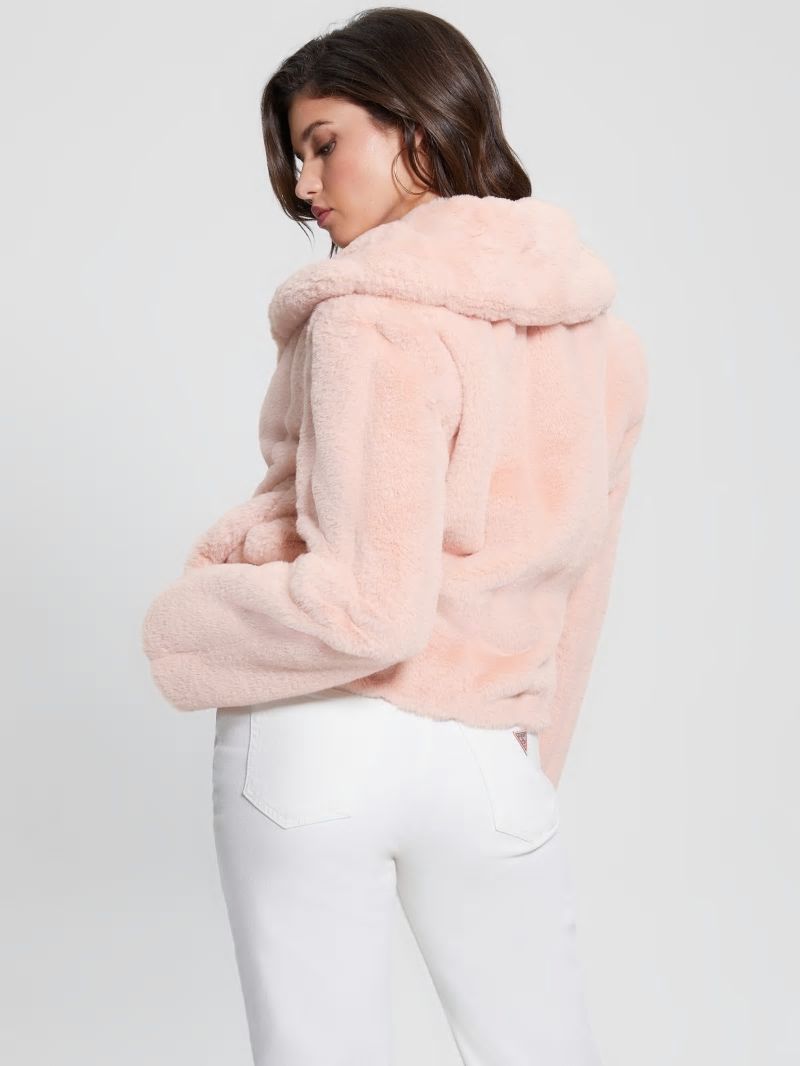 Guess Sophy Faux-Fur Jacket - Dolly Pink