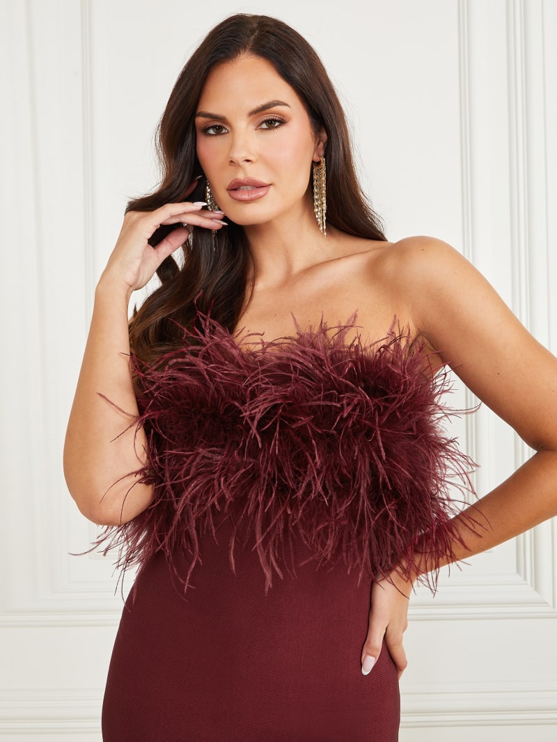 Guess Evita Feather Bandage Dress - Vino