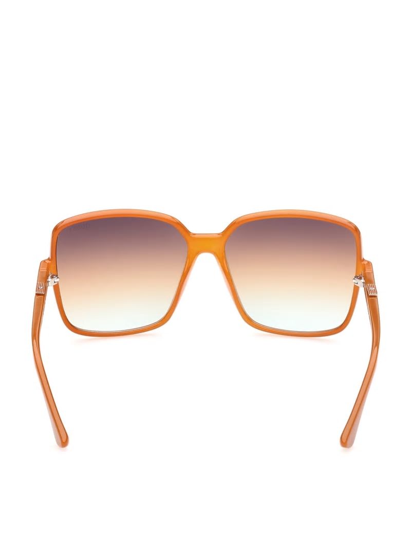 Guess Oversized Square Logo Sunglasses - Neon Orange