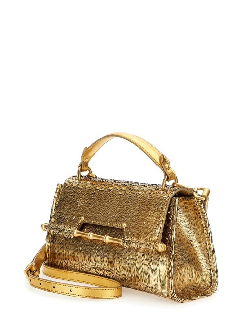 Guess Alia Textured Satchel - Silver/Gold