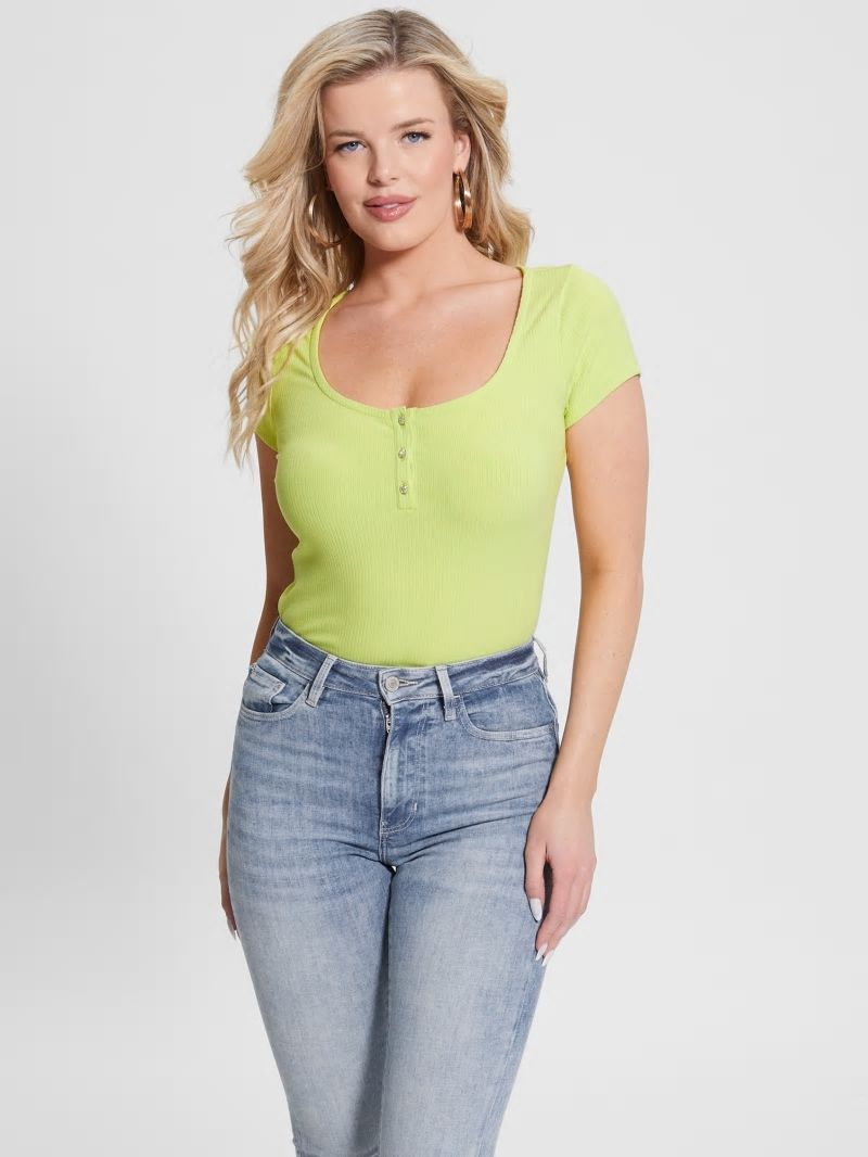 Guess Eco Karlee Henley Tee - Dusty Kiwi