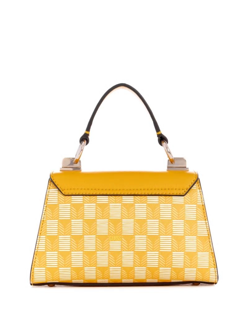 Guess Hallie Mini Fold-Over Flap Bag - Yellow Logo