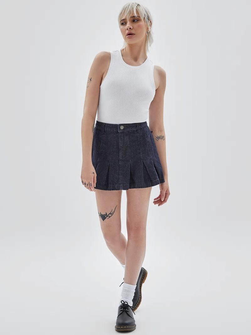 Guess GUESS Originals Denim Tennis Skirt - Go Pleated Dark Wash