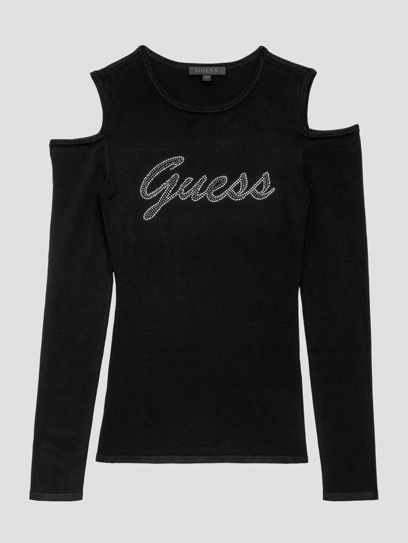 Guess Signature Cold-Shoulder Sweater - Black