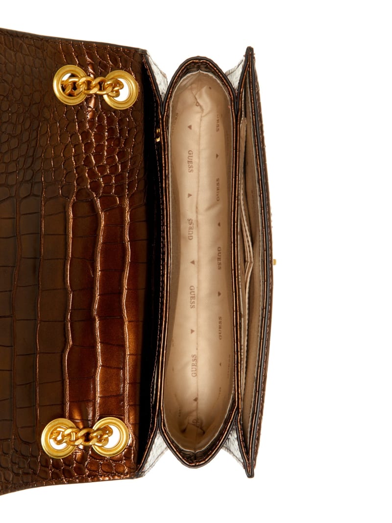 Guess James Croc Convertible Bag - Bronze