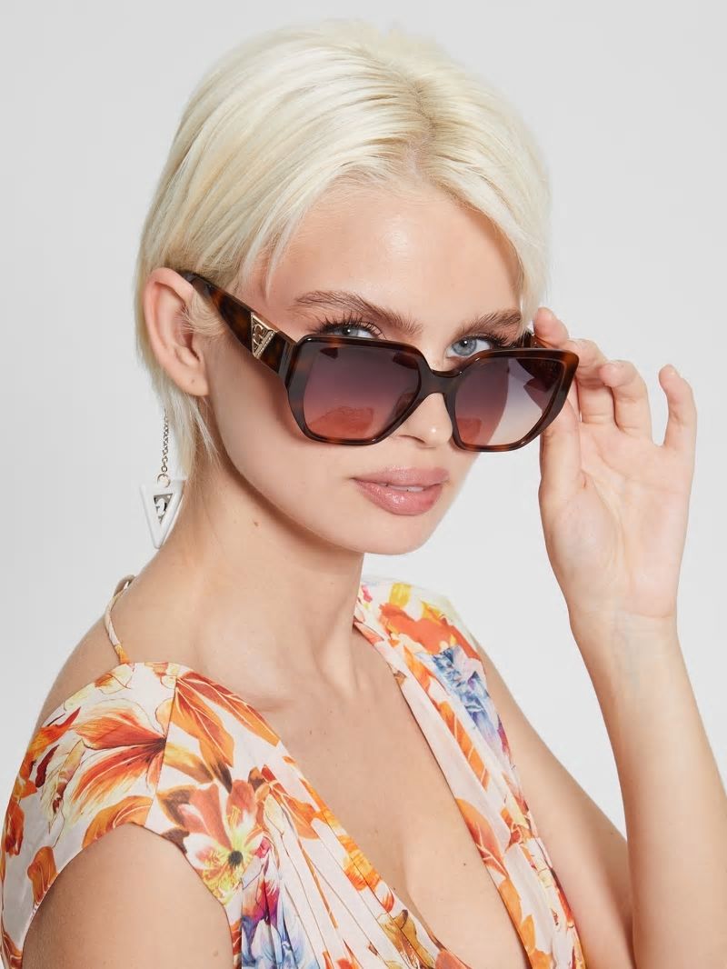 Guess Plastic Cat-Eye Sunglasses - Tort