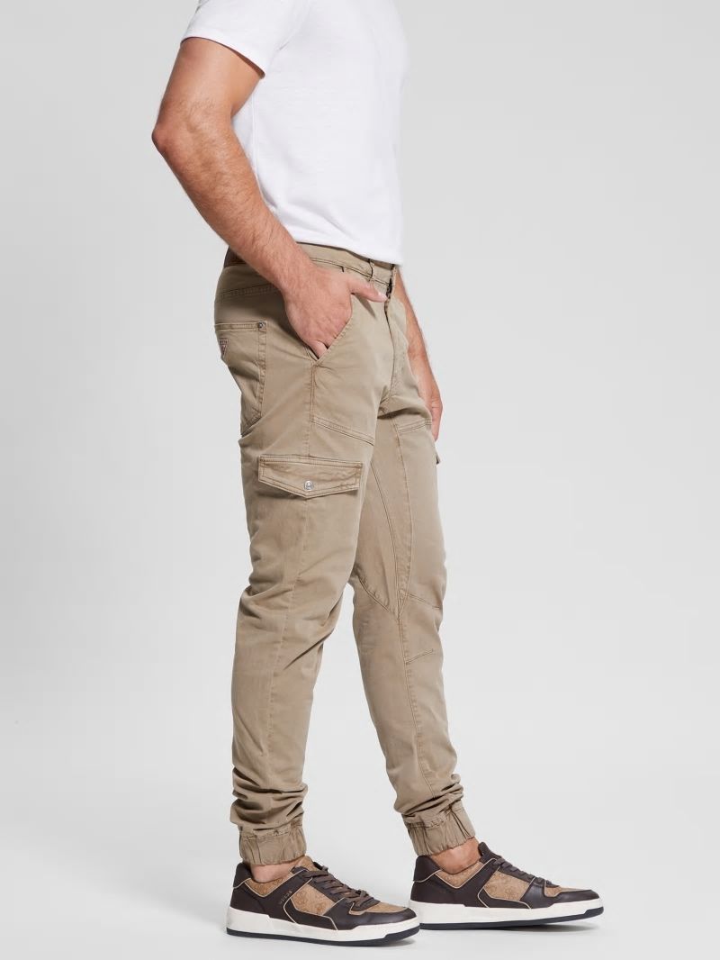 Guess New Kombat Tapered Twill Pants - Hashes Brown