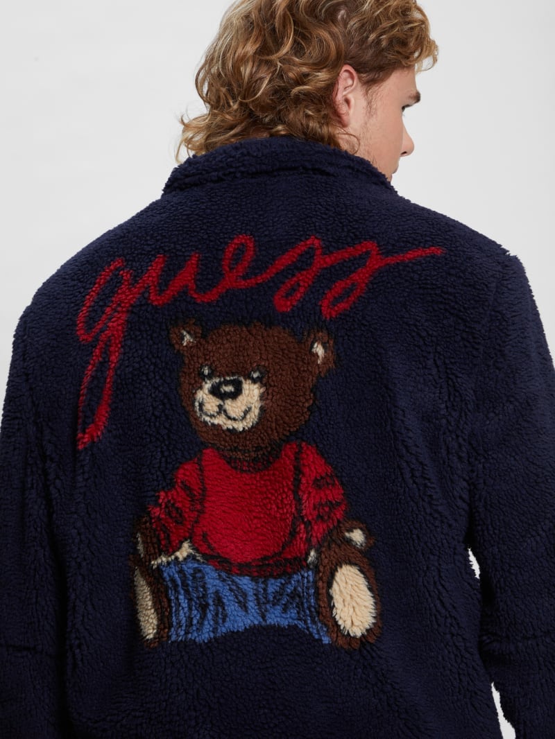 Guess Bear Sherpa Jacket - Bleu éLéGant