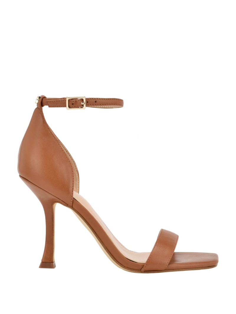 Guess Yael Leather Heels - Medium Brown