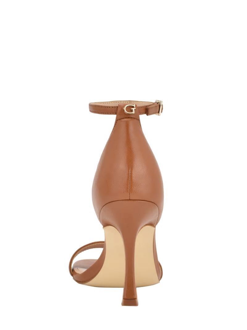 Guess Yael Leather Heels - Medium Brown