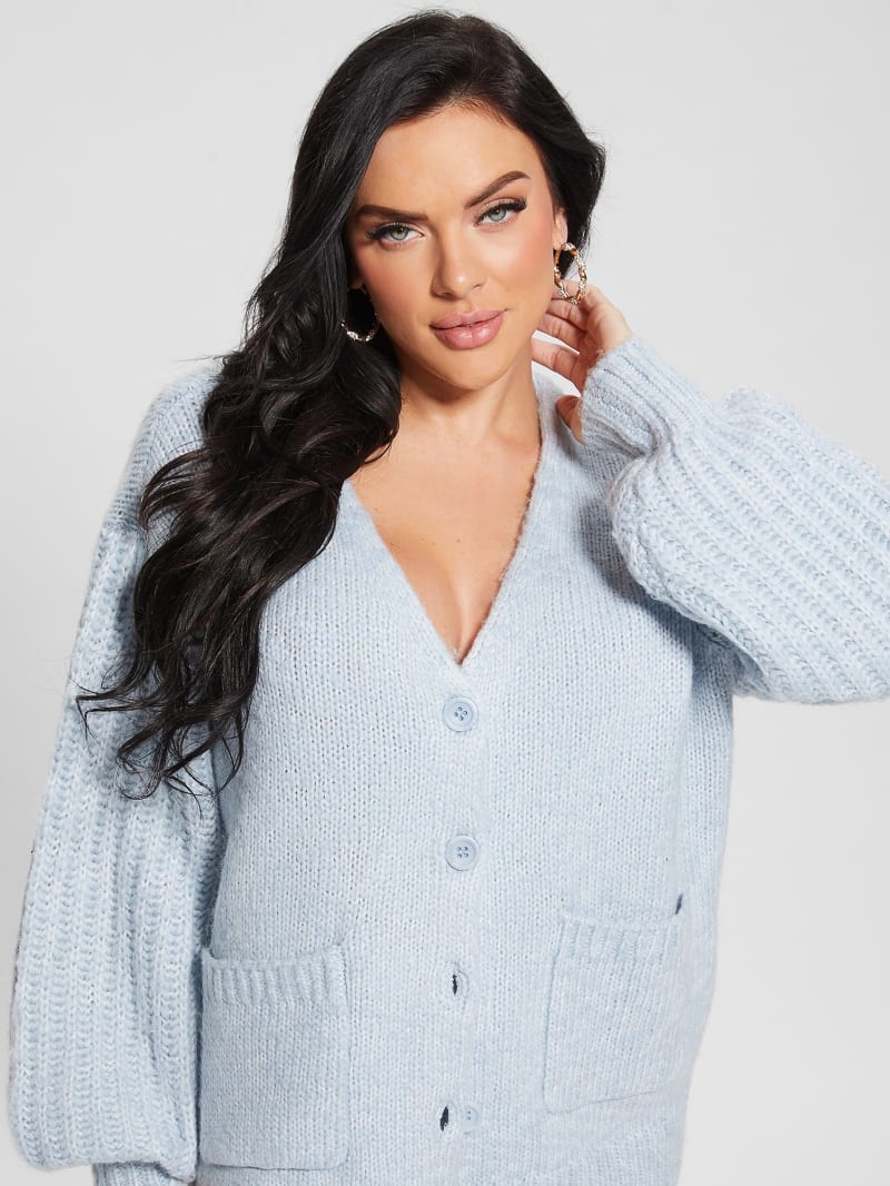 Guess Eco Hiro Knit Cardigan Sweater - Higher Cloud Multi