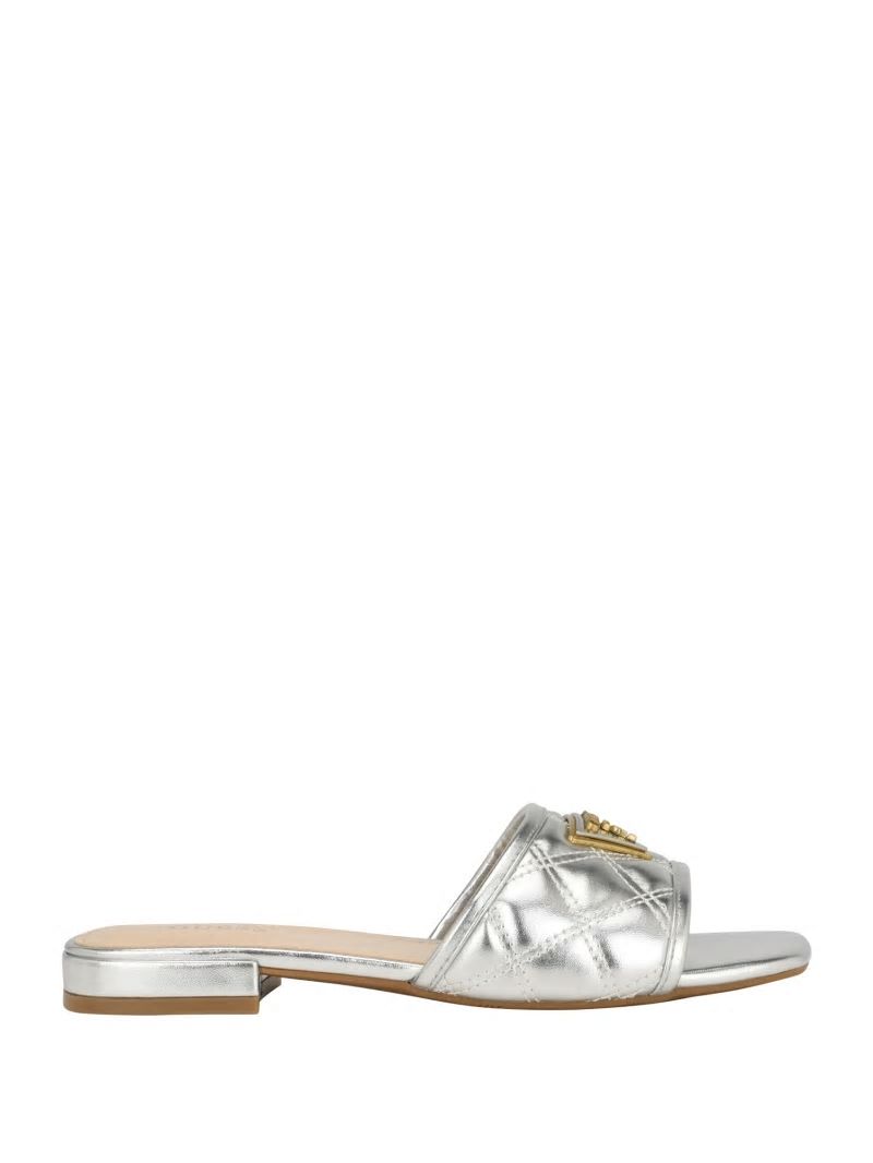 Guess Tameli Icon Slide Sandals - Silver 040