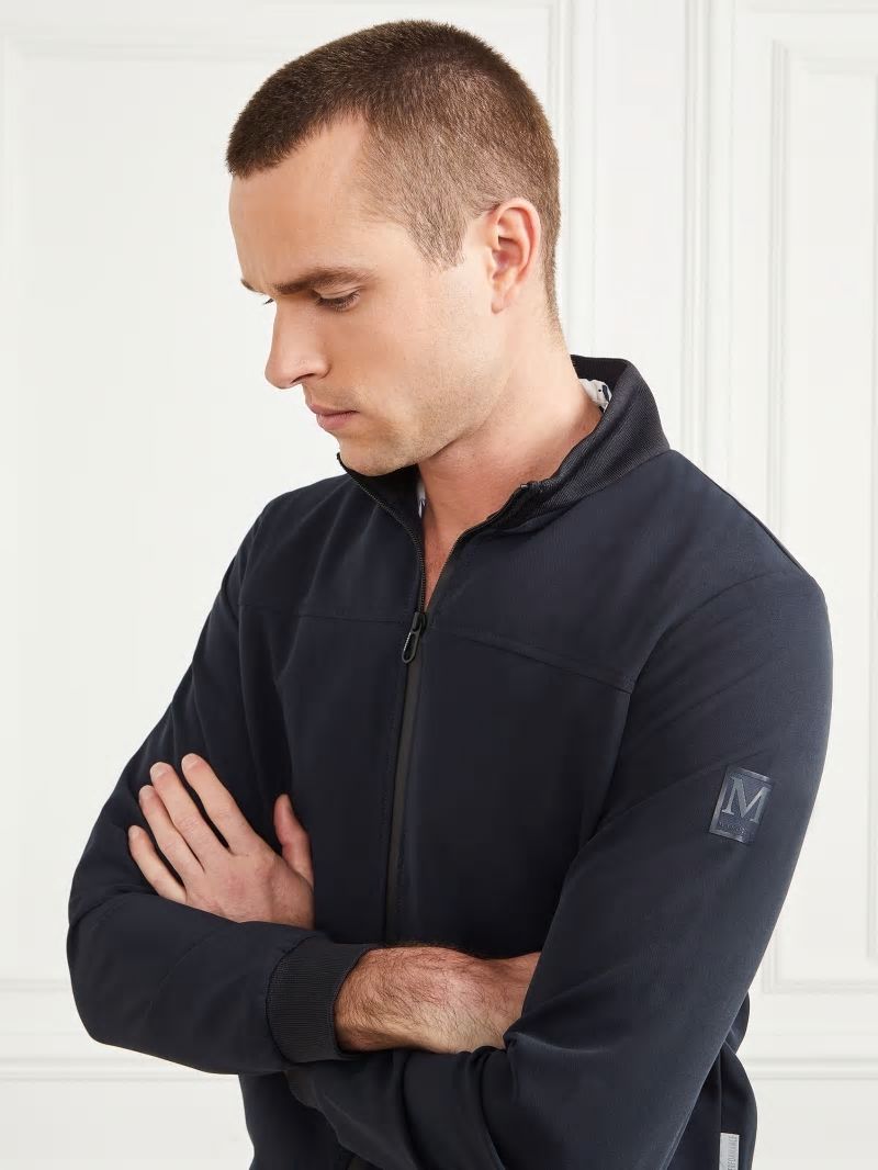 Guess Logo Zip-Up Jacket - Bleu éLéGant