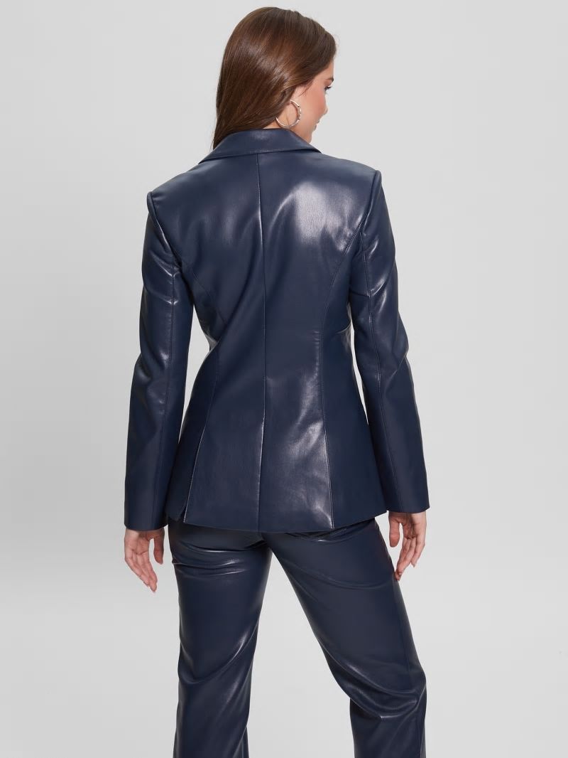 Guess Emelie Faux-Leather Blazer - Blackened Blue