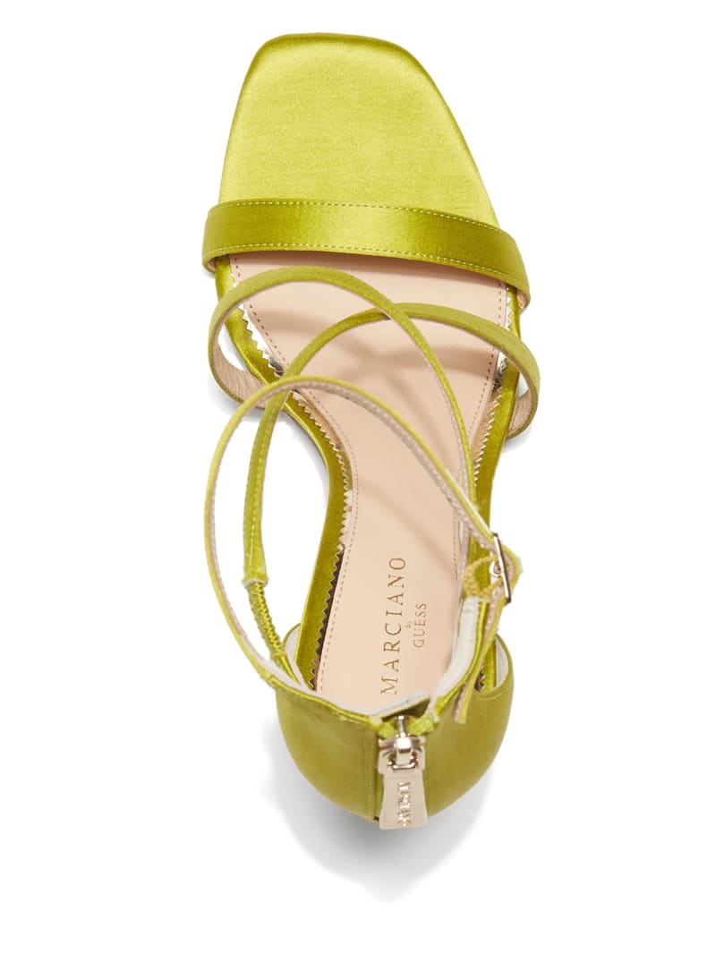 Guess Satin Strappy Heel - Green Patent