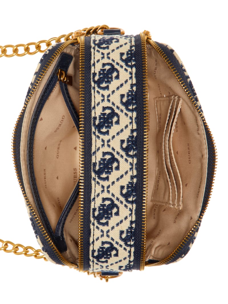 Guess Izzy Jacquard Logo Camera Bag - Navy Logo