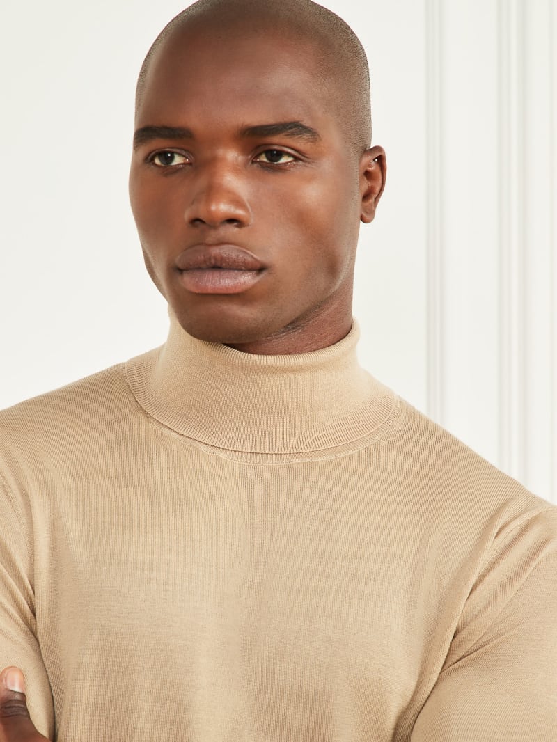 Guess Merino Wool Turtleneck Sweater - Herb Tan