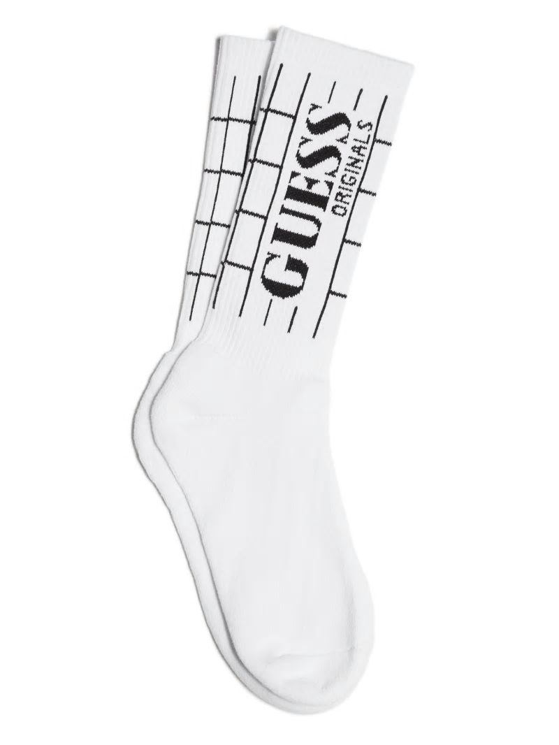 Guess GUESS Originals Grid Crew Socks - Pure White